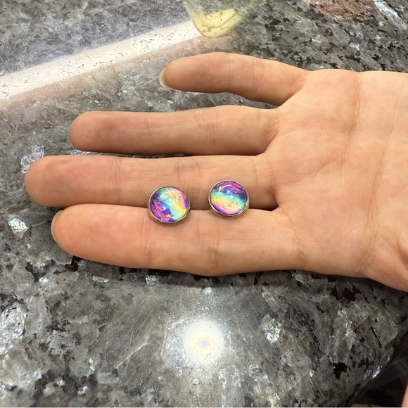 2/$29 or 3/$39 NWOT Iridescent Galaxy Print Stud Earrings - Picture 7 of 7